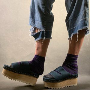 Jeffrey Campbell Denim Studded Slides